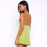 Sleeveless Lace Patchwork Sling Mini Dress GSZM-D26DS039