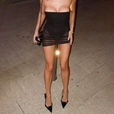 Mesh Sleeveless Tube Top Dress GSZM-D26DS068