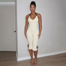 Halterneck Sleeveless Backless Seventh Jumpsuit GSZM-C26JP028