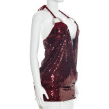 Sexy Sequin Halterneck Backless Mini Dress GSZM-J26DS028