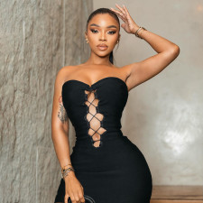 Sleeveless Off Shoulder Bandage Dress GSZM-J26DS045