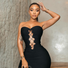 Sleeveless Off Shoulder Bandage Dress GSZM-J26DS045
