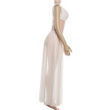 Mesh See Through Tank Top Long Skirt 2 Piece Set  GZJQ-K25S89818