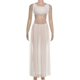 Mesh See Through Tank Top Long Skirt 2 Piece Set  GZJQ-K25S89818