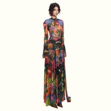 Long Sleeve Print Mesh Maxi Dress GZJQ-K6S00285A