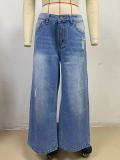 Fashion Holes Straight Wide Leg Jeans GYAN-15241