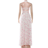 Mesh Print Halterneck Top 3 Piece Skirts Set GZJQ-K25S89994