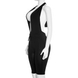 Solid Color Tie Up Halterneck Romper GDSF-C26JP020