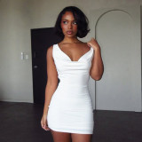 Solid Color Sexy Chain Backless Mini Dress GDSF-D25DS585