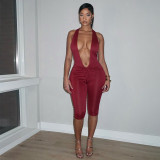 Solid Color Tie Up Halterneck Romper GDSF-C26JP020