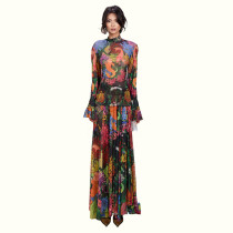 Long Sleeve Print Mesh Maxi Dress GZJQ-K6S00285A
