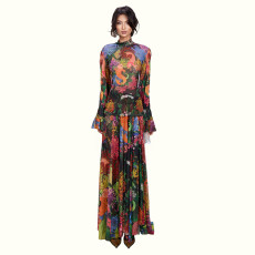 Long Sleeve Print Mesh Maxi Dress GZJQ-K6S00285A