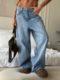Fashion Holes Straight Wide Leg Jeans GYAN-15241