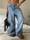 Fashion Holes Straight Wide Leg Jeans GYAN-15241
