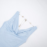 Solid Color Sexy Chain Backless Mini Dress GDSF-D25DS585