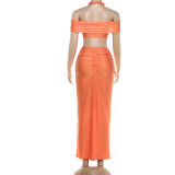 Halterneck Hollow Out Maxi Dress GZJQ-K6S01877A