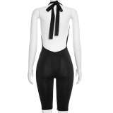 Solid Color Tie Up Halterneck Romper GDSF-C26JP020