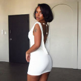 Solid Color Sexy Chain Backless Mini Dress GDSF-D25DS585
