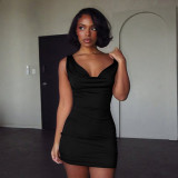 Solid Color Sexy Chain Backless Mini Dress GDSF-D25DS585