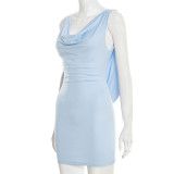 Solid Color Sexy Chain Backless Mini Dress GDSF-D25DS585