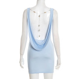 Solid Color Sexy Chain Backless Mini Dress GDSF-D25DS585