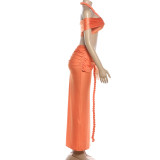 Halterneck Hollow Out Maxi Dress GZJQ-K6S01877A