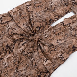 Deep V Neck Snake Print Backless Romper GDSF-D26RP009