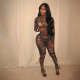 Mesh See Through Print Tight Jumpsuit GZJQ-K6Q00584A