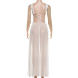 Mesh See Through Tank Top Long Skirt 2 Piece Set  GZJQ-K25S89818