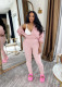 Solid Color Long Sleeve Zipper Two Piece Pants Set SH-391525