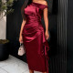 One-shoulder Satin Ruffles Evening Dress  GKEN-ADR051209