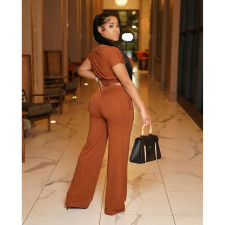 Solid Color Sleeveless Drawstring Two Piece Pants Set ASL-6818