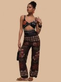 Plus Size Sexy Print One Piece Swimsuit+Pants 2 Piece Set WAF-77889
