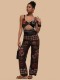 Plus Size Sexy Print One Piece Swimsuit+Pants 2 Piece Set WAF-77889