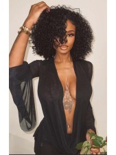 Mesh See Thorugh Deep V Neck Mini Dress CH-26101