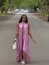 Solid Color Irregular Patchwork Tassel Maxi Dress GQZF-7871