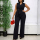 Plus Size Solid Color Sleeveless Tie Up Two Piece Pants Set GCZF-8653