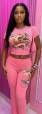 VIP1 Print Short Sleeve Two Piece Pants Set GBGF-2639