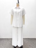 Solid Color Halt Sleeve Loose Two Piece Pants Set GQZF-7734