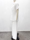 Solid Color Halt Sleeve Loose Two Piece Pants Set GQZF-7734