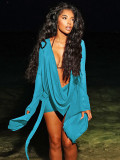 Mesh See Thorugh Deep V Neck Mini Dress CH-26101