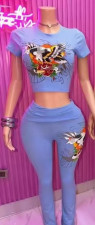 VIP1 Print Short Sleeve Two Piece Pants Set GBGF-2639