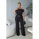 Solid Color Sleeveless Drawstring Two Piece Pants Set ASL-6818