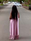 Solid Color Irregular Patchwork Tassel Maxi Dress GQZF-7871