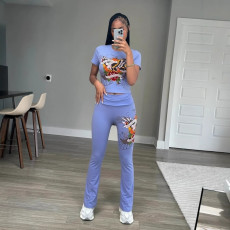 VIP1 Print Short Sleeve Two Piece Pants Set GBGF-2639