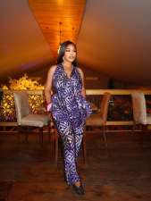 V Neck Print Backless Top Two Piece Pants Set GQZF-8000