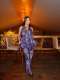 V Neck Print Backless Top Two Piece Pants Set GQZF-8000
