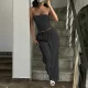 Solid Color Wrap Chest Top Two Piece Pants Set GZYU-K25399170