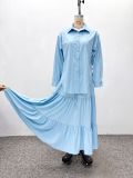 Solid Color Loose Long Sleeve Two PIece Skirts Set GQZF-8354