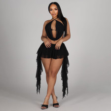Sexy Tie Up Tops Ruffles Skirt 2 Piece Set GSZM-D26ST055